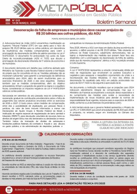 Imagem da notícia BOLETIM SEMANAL Nº 015
